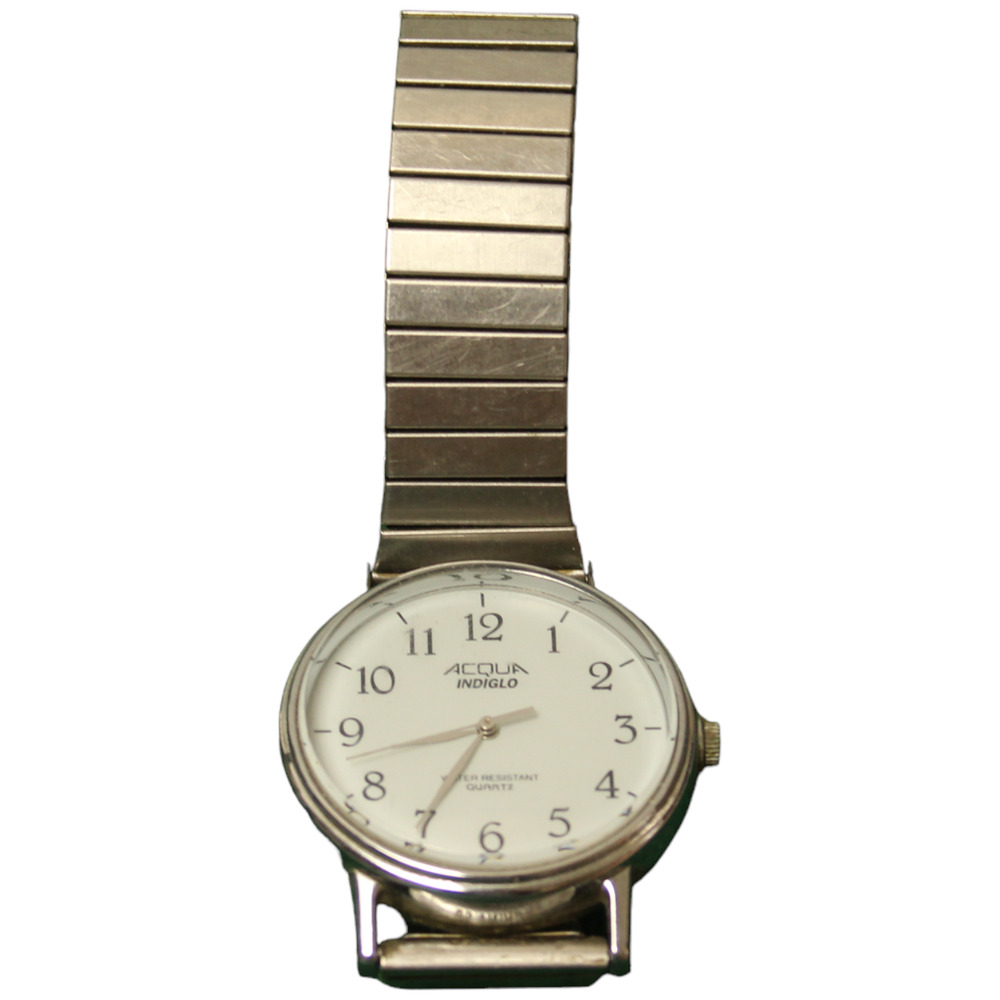 Timex Acqua Indiglo Water Resistant Quartz Silver Watch Stretch Band Untested - Picture 2 of 5